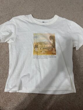 H&M White T-Shirt with Pastel Landscape Print based on The British Museum